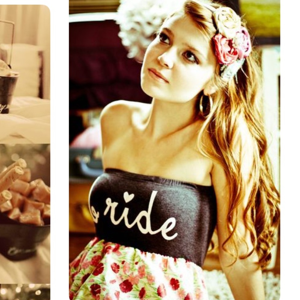 “Bride” spaghetti strap dress.